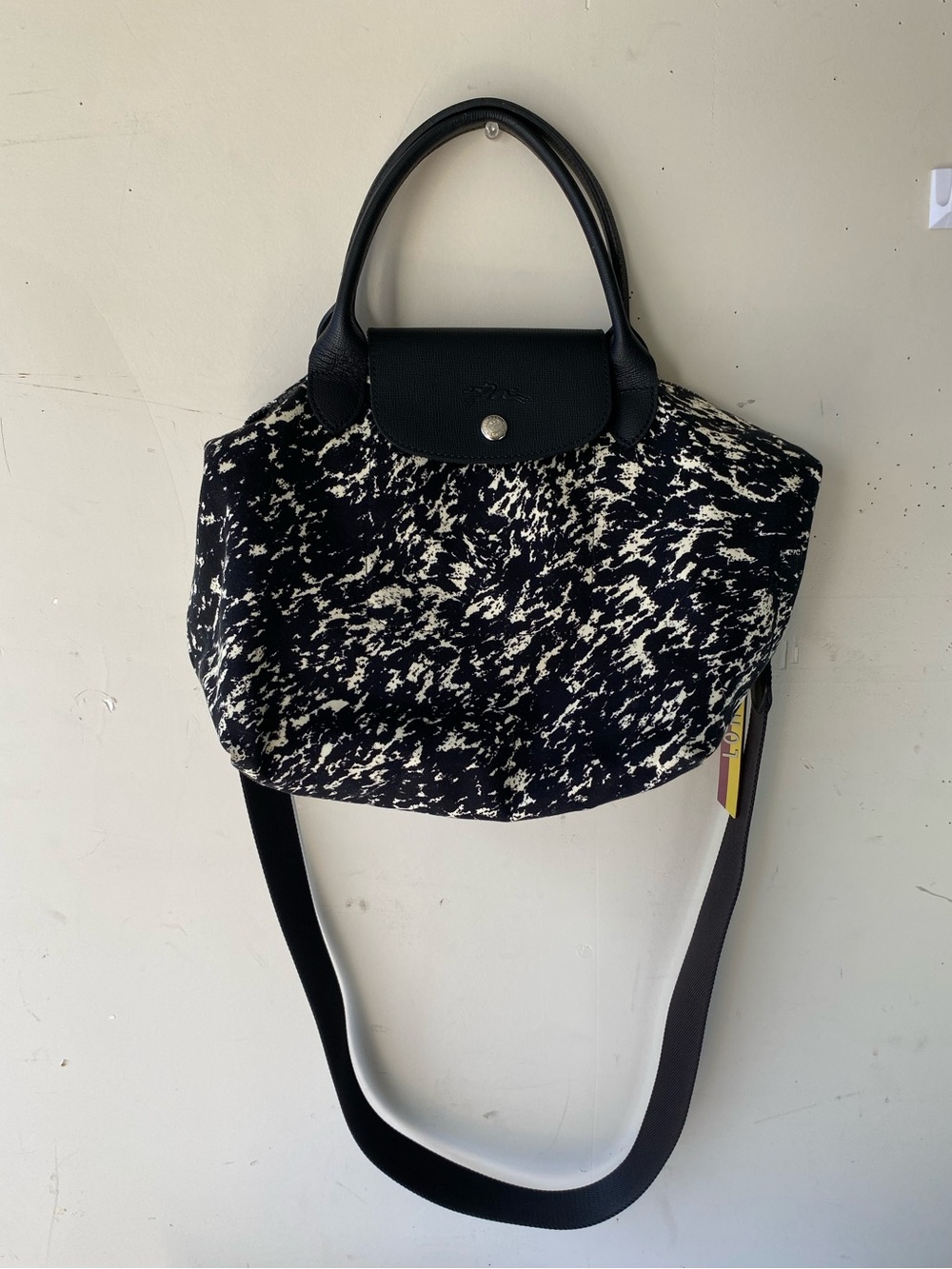 Longchamp Le Pliage Appaloosa Black White Coated Canvas Crossbody Bag Small - Picture 2 of 15
